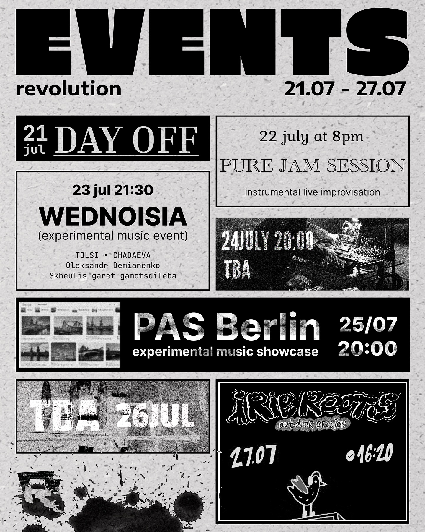 Revolution 21 July Jam Session and Experimental Music Events