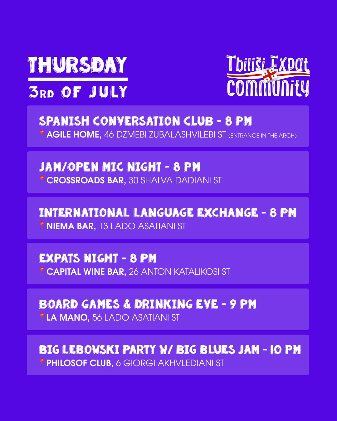 Tbilisi Expat Community Spanish Conversation Club and Events