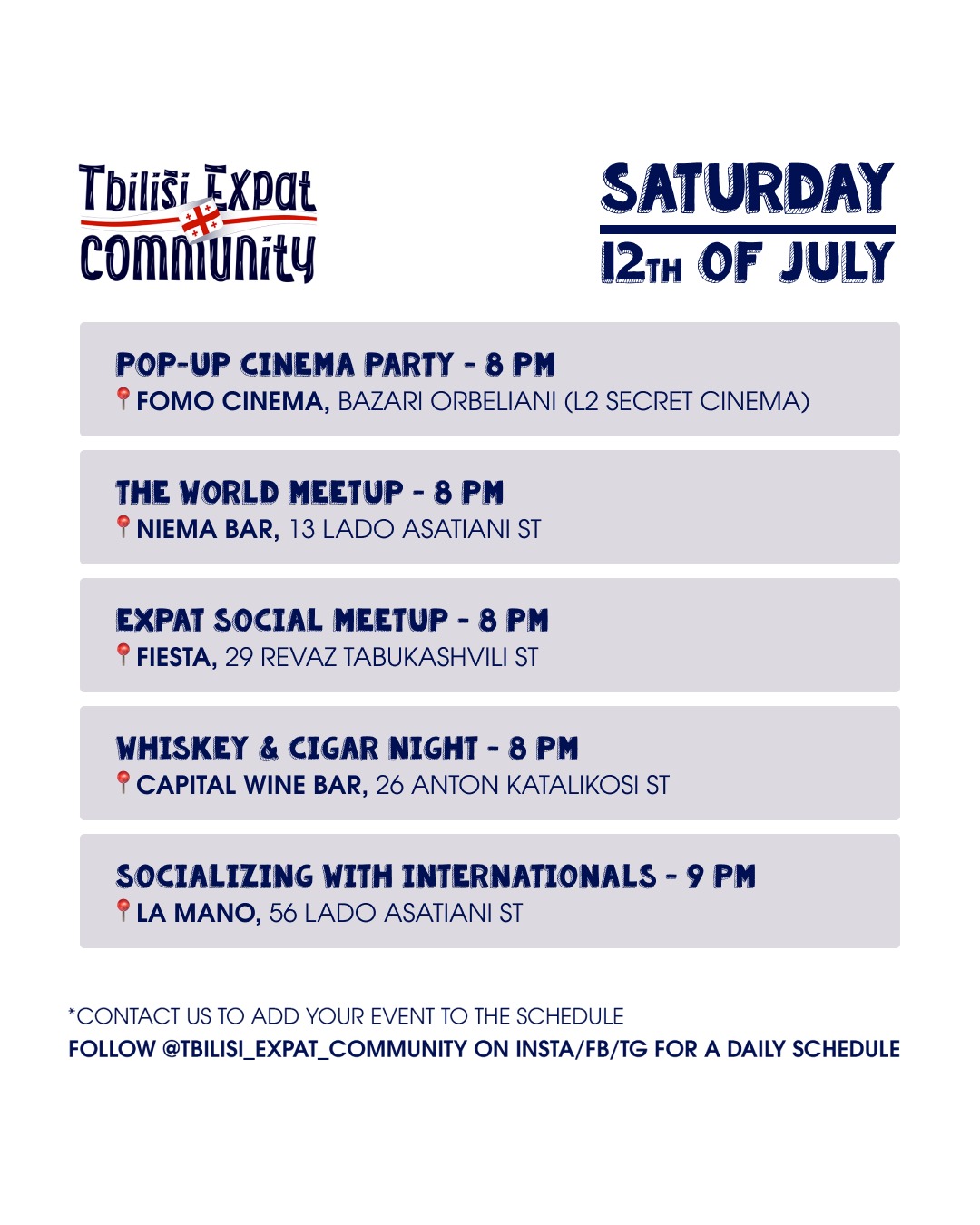 Tbilisi Expat Community Saturday 12th of July Pop-Up Cinema Party