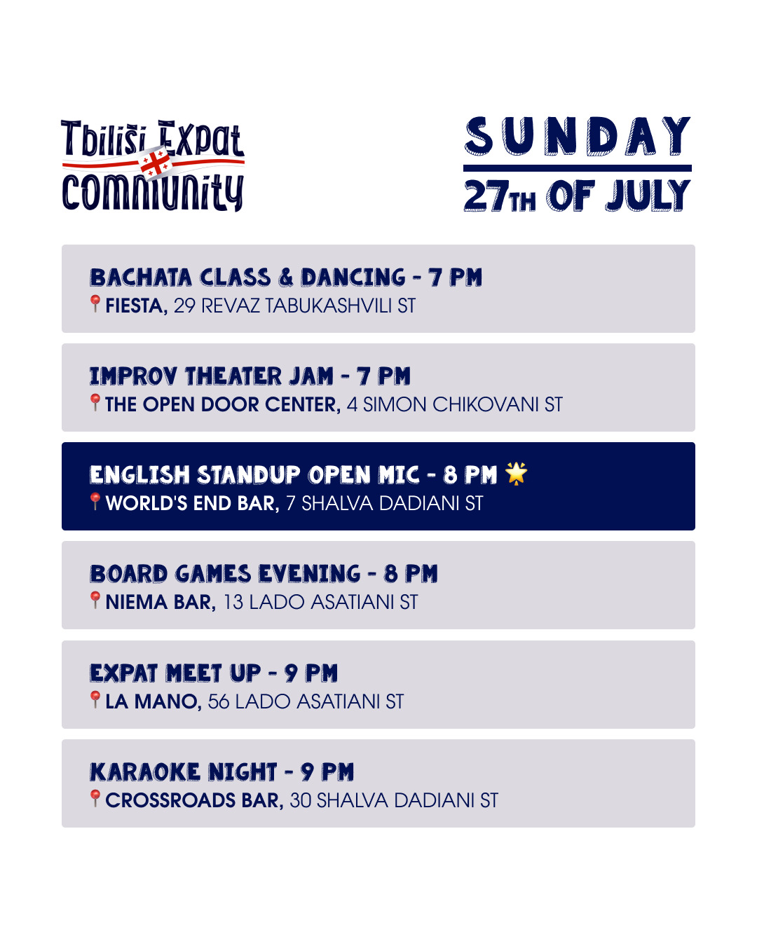 Tbilisi Expat Community Sunday Bachata Class & Dancing